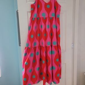 Bold Pink and Teal Patterned Dress